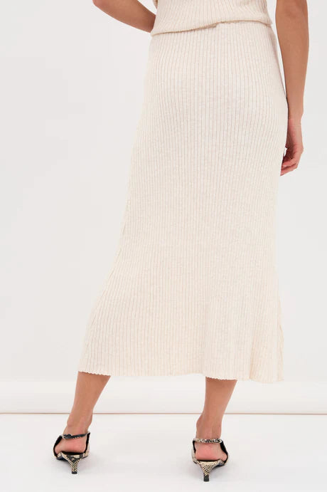 TAYLOR RIB KNIT MIDI SKIRT (Oat)