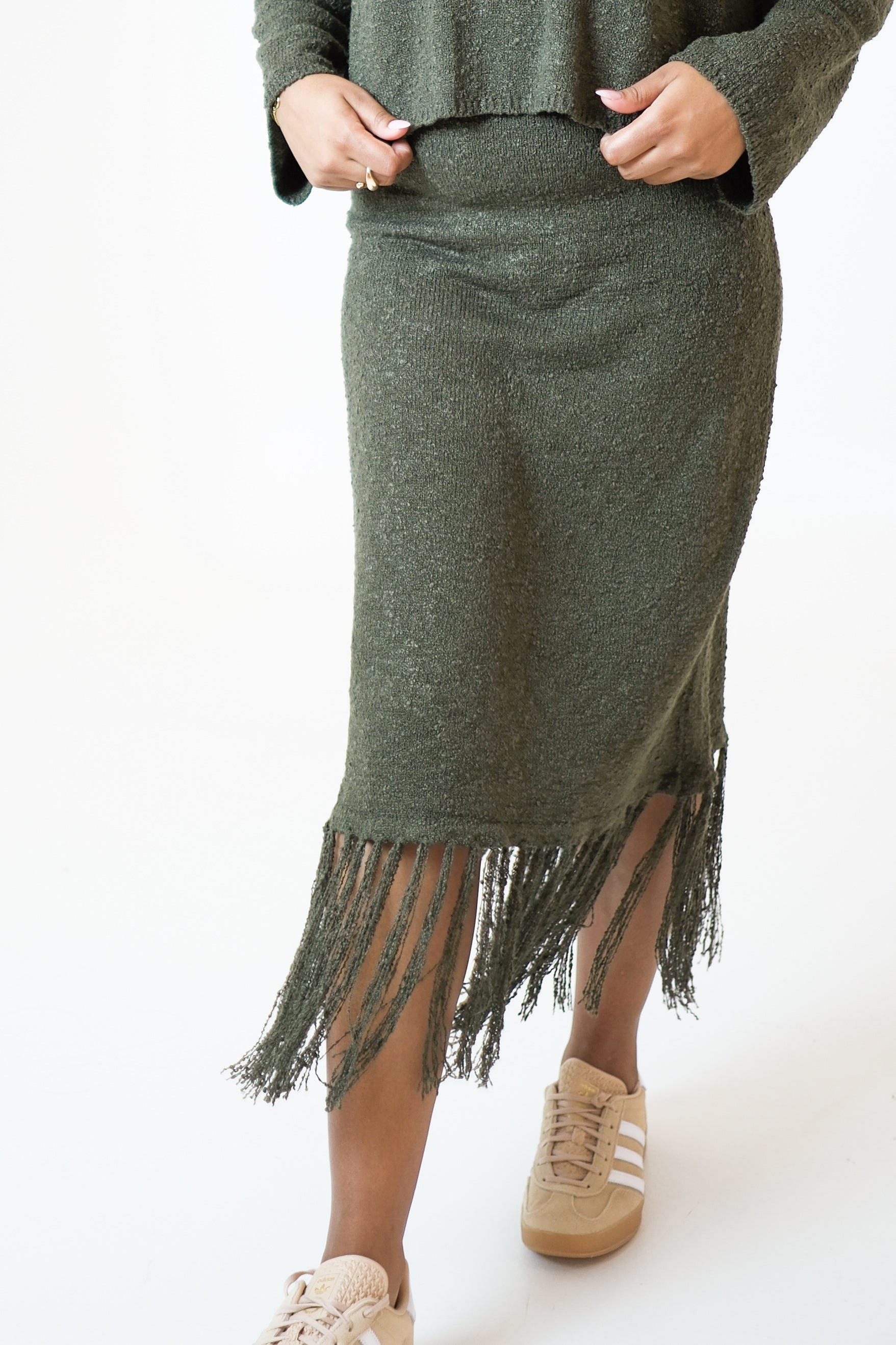 LISA KHAKI TASSEL SKIRT