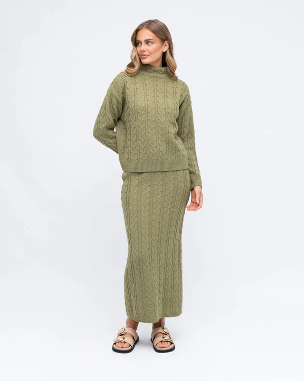 CABLE KNIT CO-ORD MIDI SKIRT