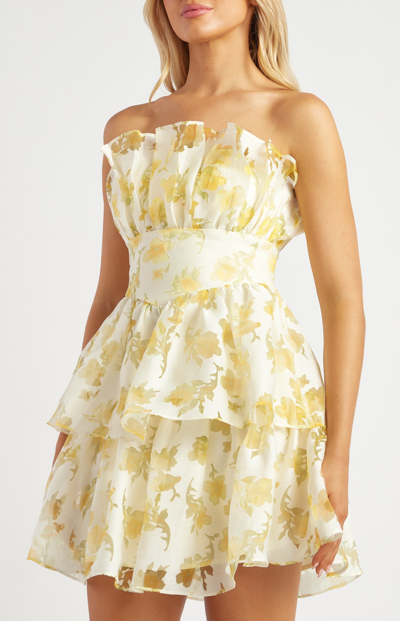 LEMON FLORAL MIDI DRESS