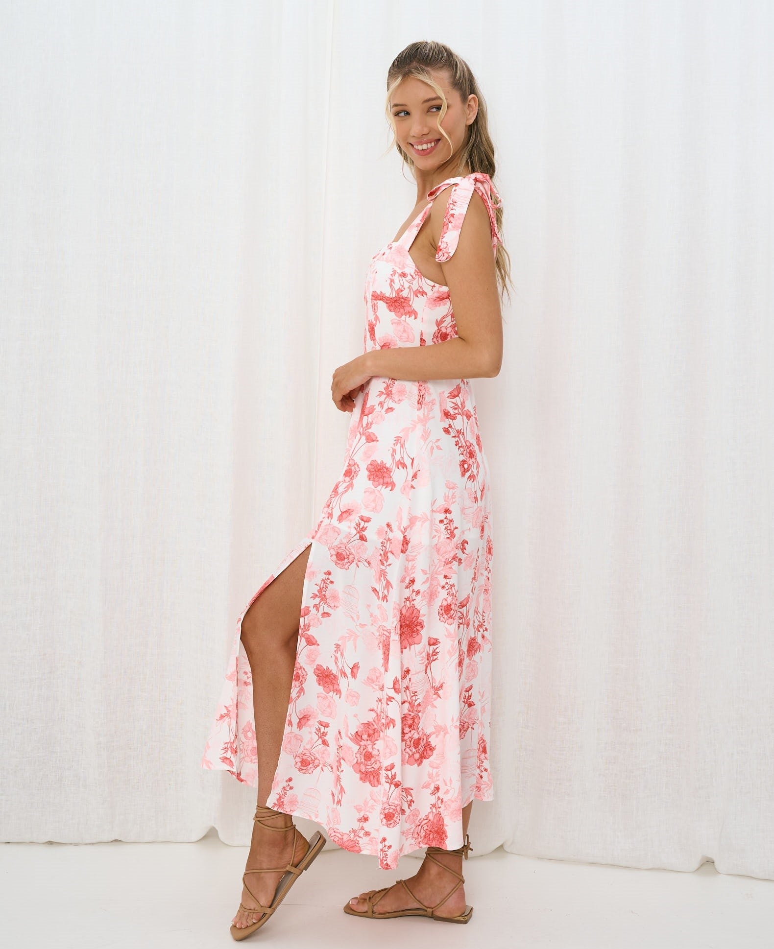 PINK FLORAL MAXI DRESS