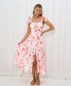 PINK FLORAL MAXI DRESS