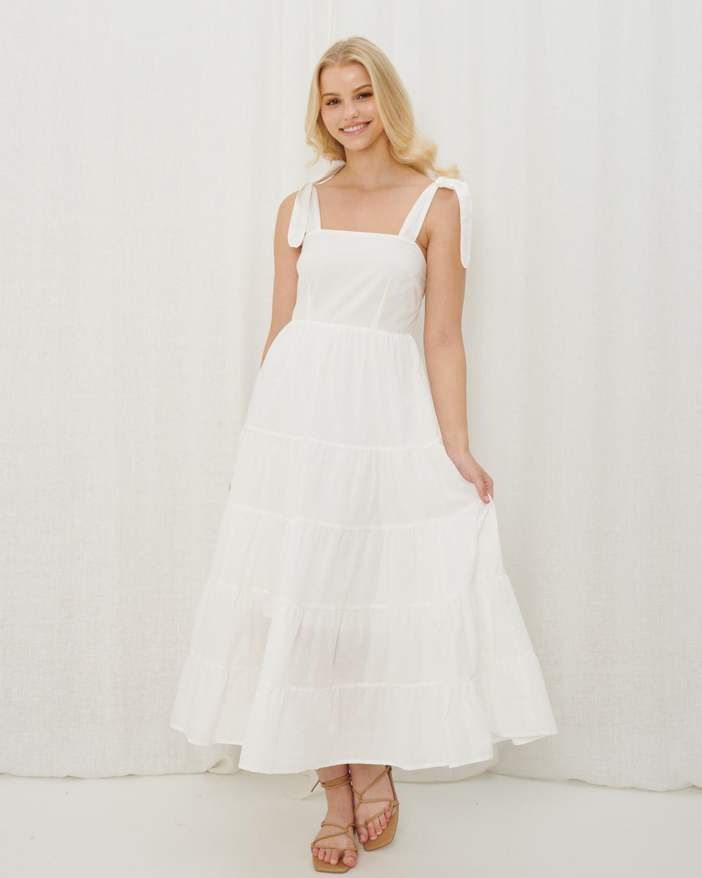 TIER MAXI DRESS WHITE