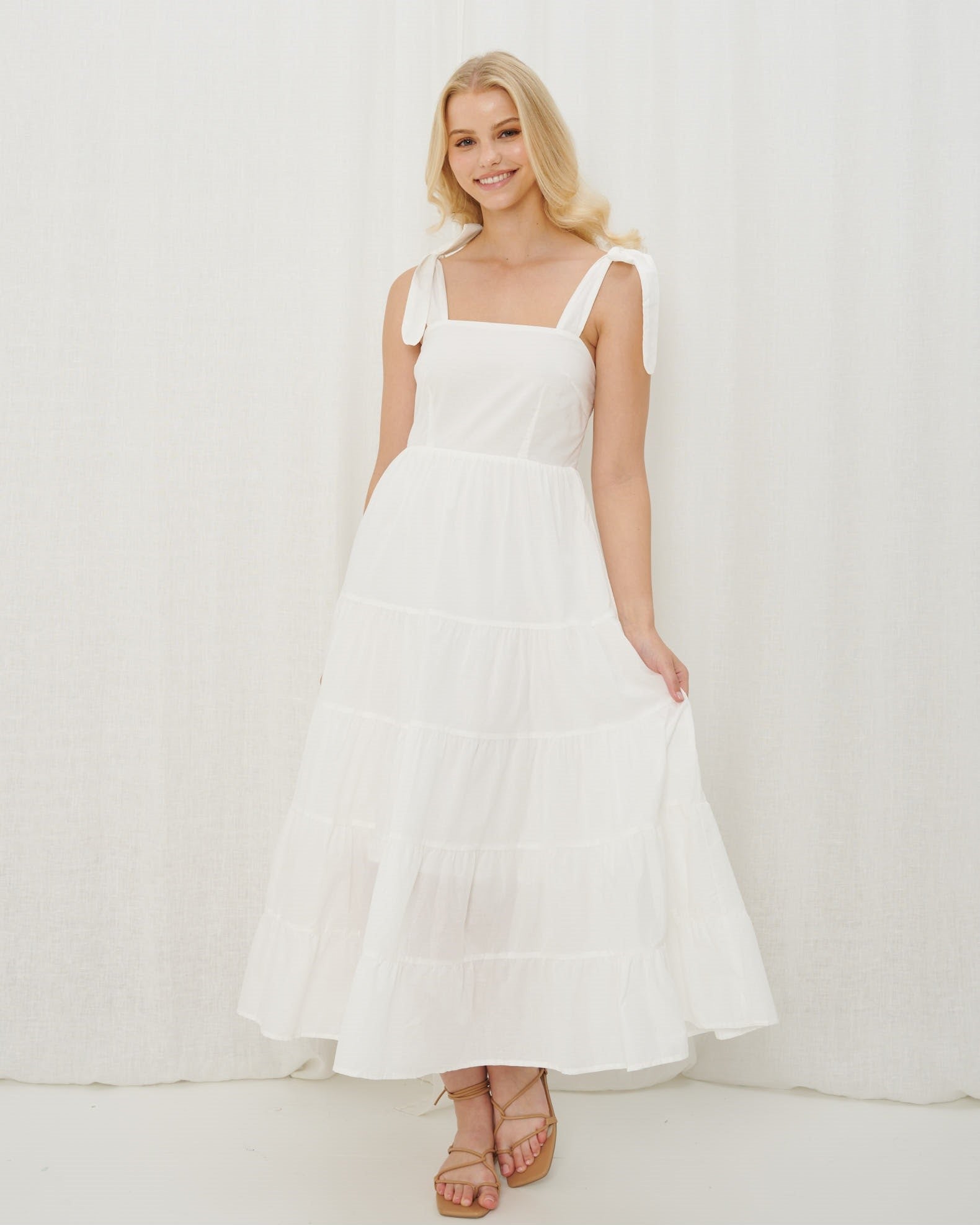TIER MAXI DRESS WHITE