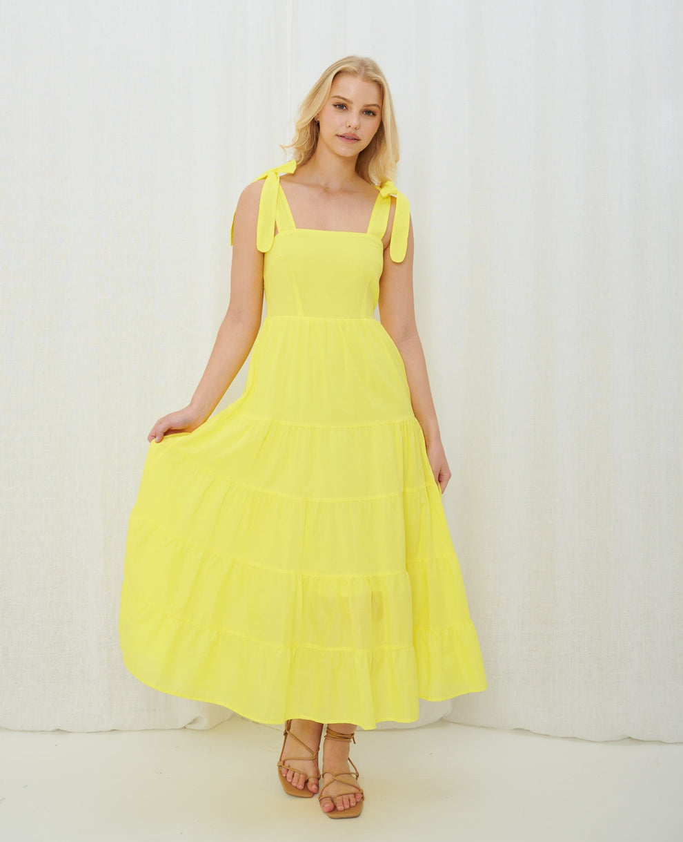 TIER MAXI DRESS YELLOW Insatiable Clothing
