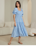 GINGHAM BLUE MAXI DRESS