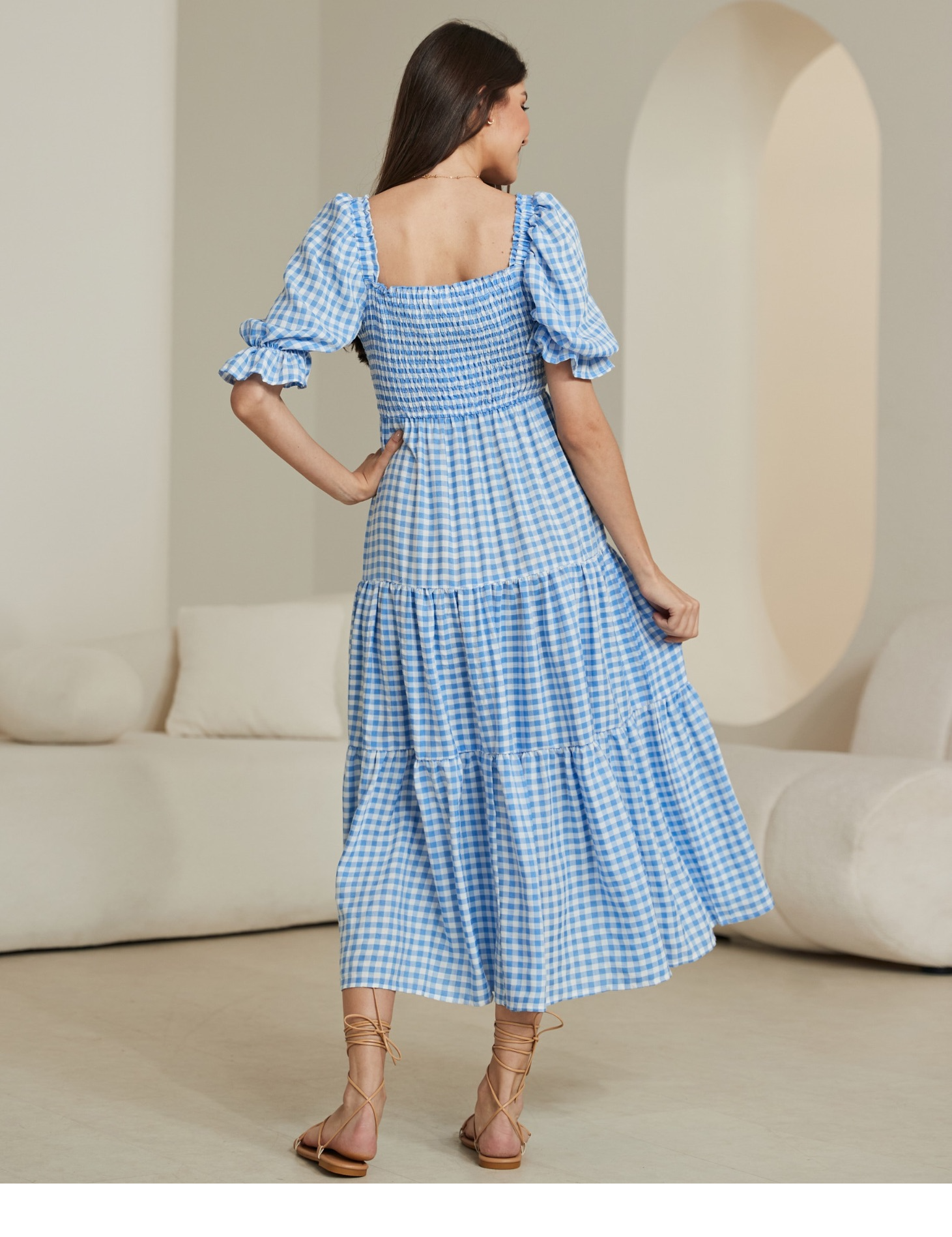 GINGHAM BLUE MAXI DRESS