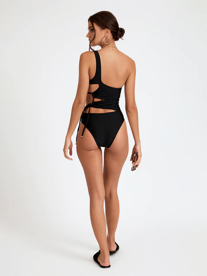 WILLOW ONE SHOULDER ONE-PIECE BLACK