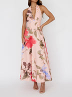 CARLA MAXI DRESS DUSTY PINK FLORAL