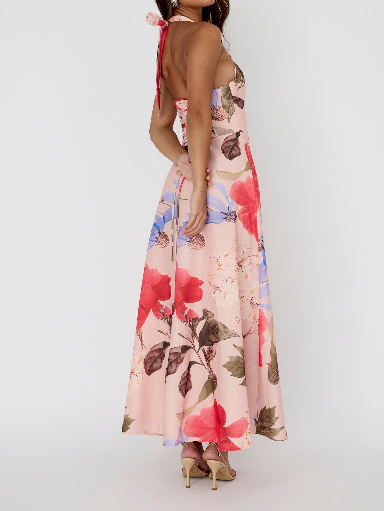 CARLA MAXI DRESS DUSTY PINK FLORAL