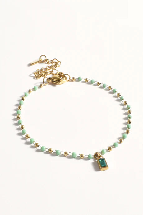 ALTERNATING BEAD MINI CHARM BRACELET (MINT)