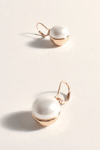 CALI FAUX PEARL METAL BALL EARRINGS (Cream Gold)