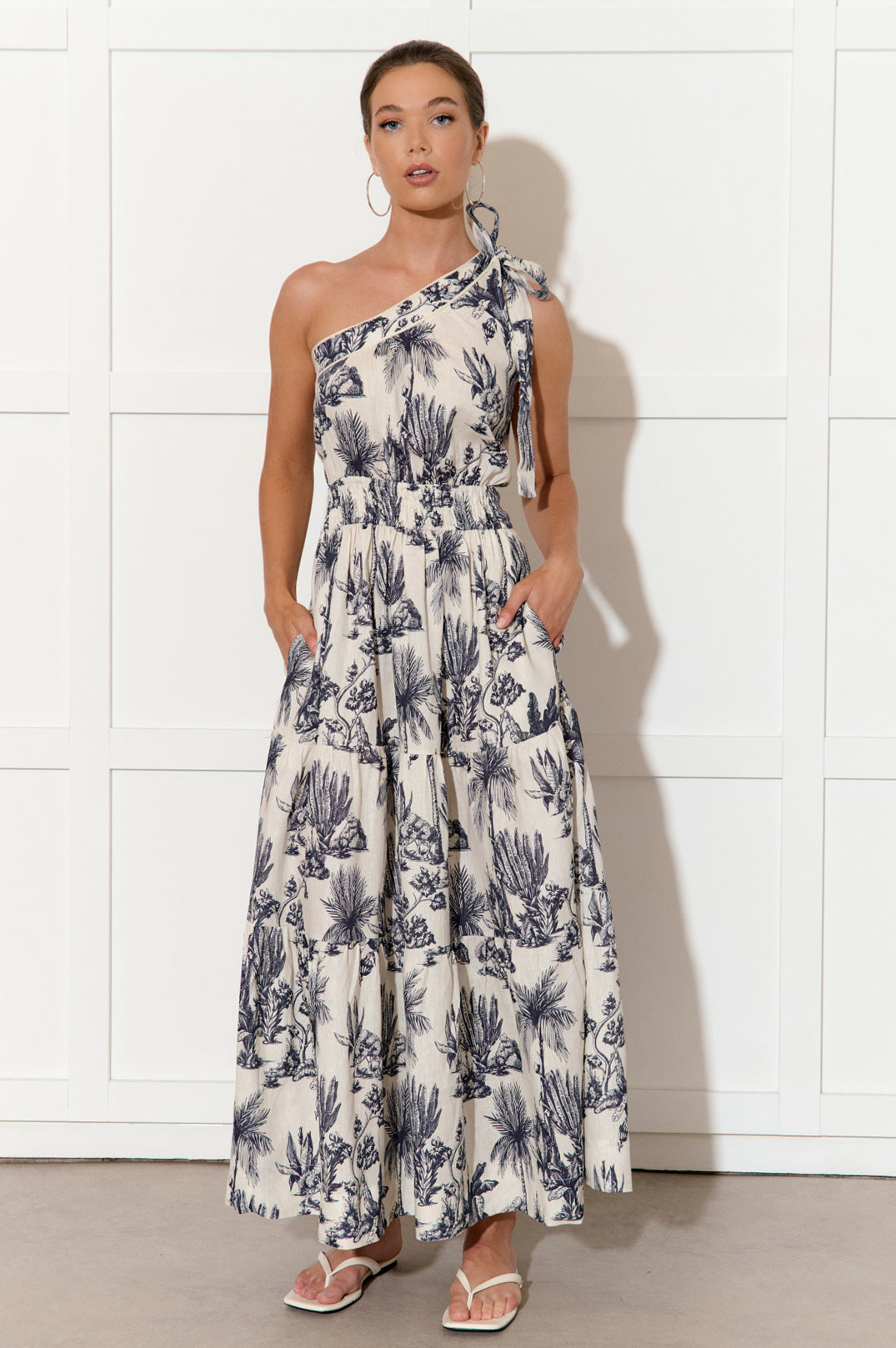 EVE LINEN TOILE PRINT DRESS