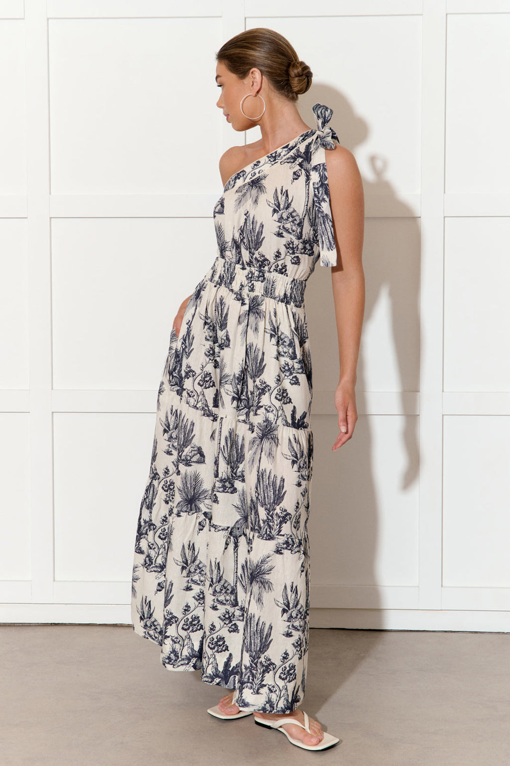 EVE LINEN TOILE PRINT DRESS