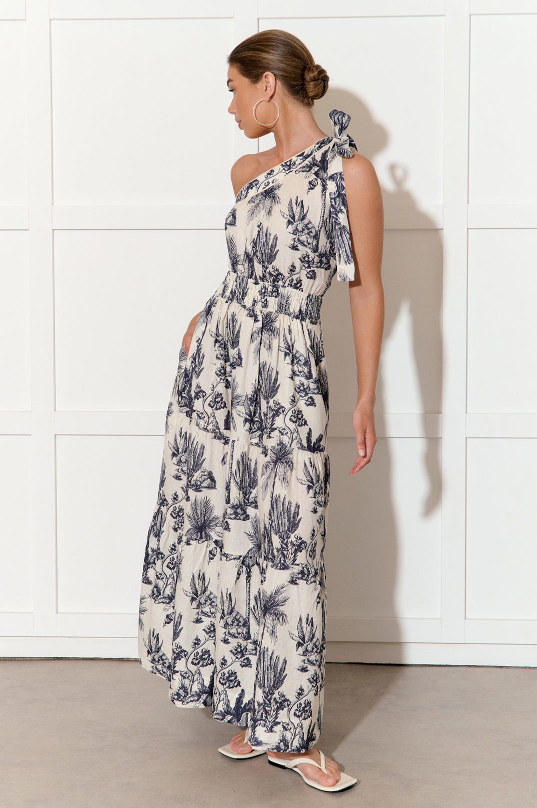 EVE LINEN TOILE PRINT DRESS