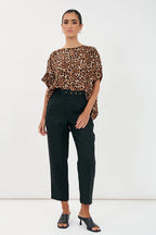 TIFFANY BELTED LINEN PANT (Black)