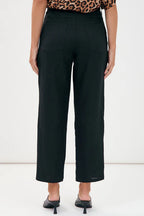 TIFFANY BELTED LINEN PANT (Black)