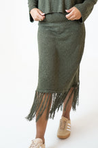 AMI FLARED LONG SLEEVE TOP KHAKI
