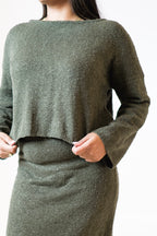 AMI FLARED LONG SLEEVE TOP KHAKI