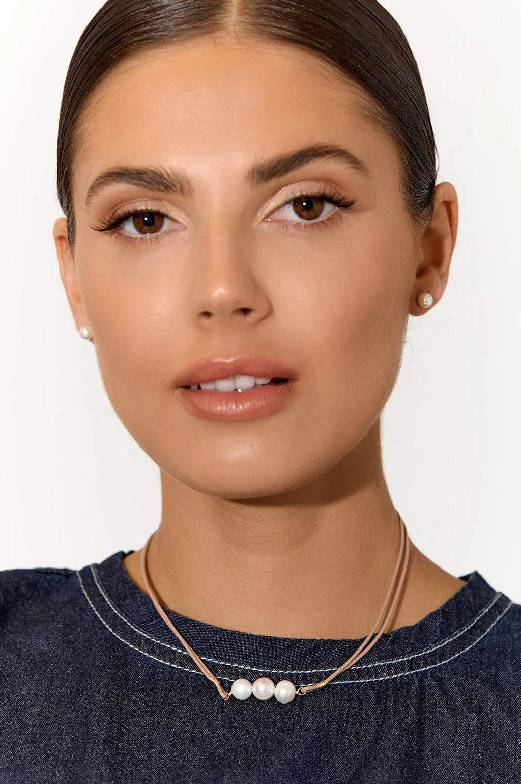 FRESHWATER PEARL TRIO CORD NECKLACE (Nude/Cream)