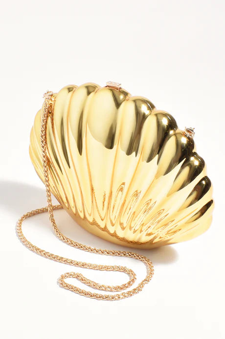 MARINA METAL SHELL STRUCTURED CLUTCH (GOLD)