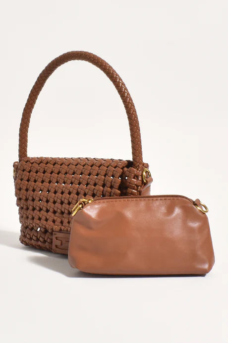 PIPPA LATTICE WEAVE HANDBAG (TAN)