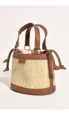 MIA WOVEN MINI BUCKET BAG (TAN/NATURAL)