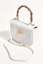 MARISSA WOVEN BAMBOO CURVED MINI BAG (WHITE)