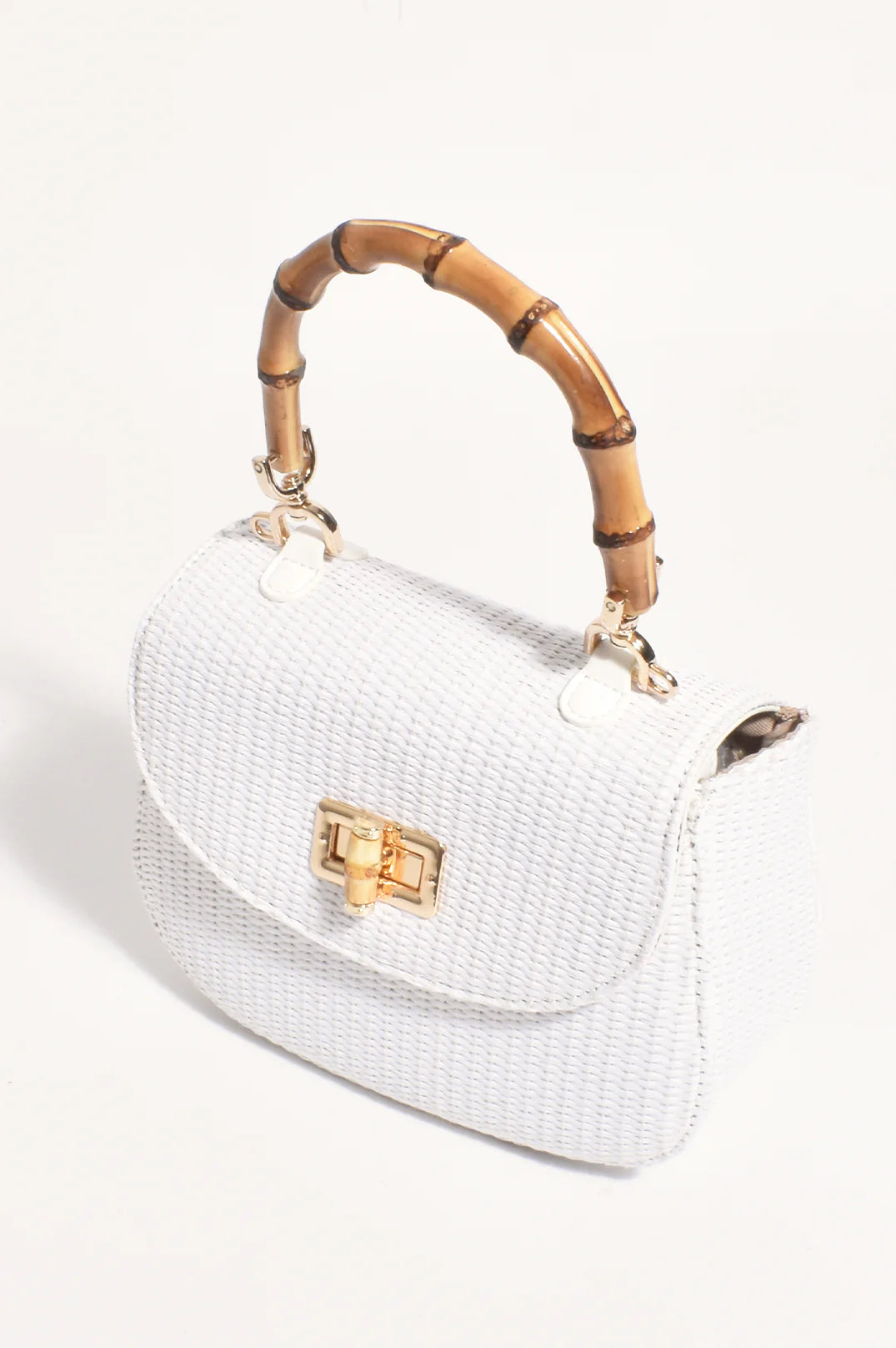 MARISSA WOVEN BAMBOO CURVED MINI BAG (WHITE)