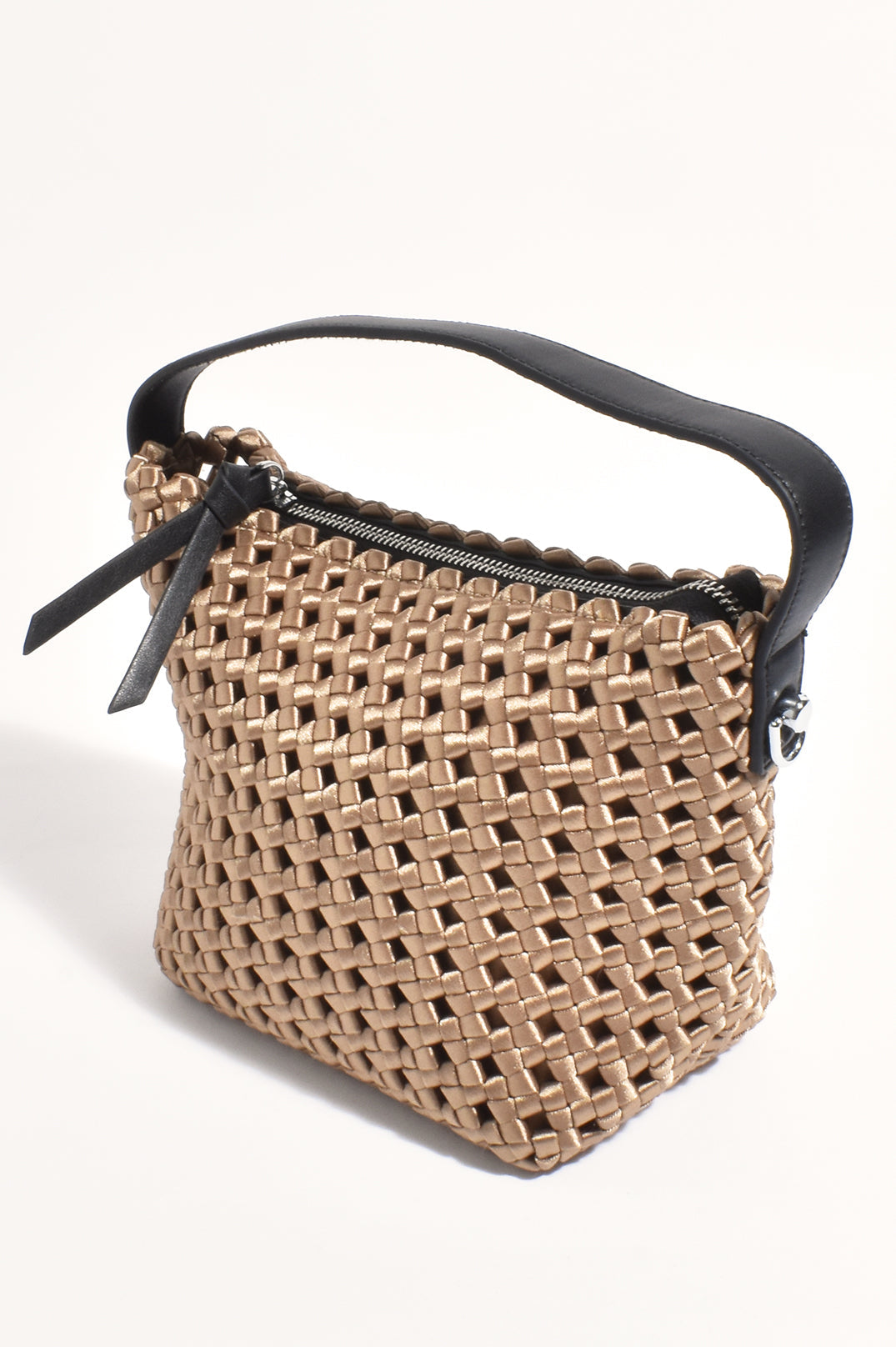 SADIE SATIN WEAVE HANDBAG (Gold)