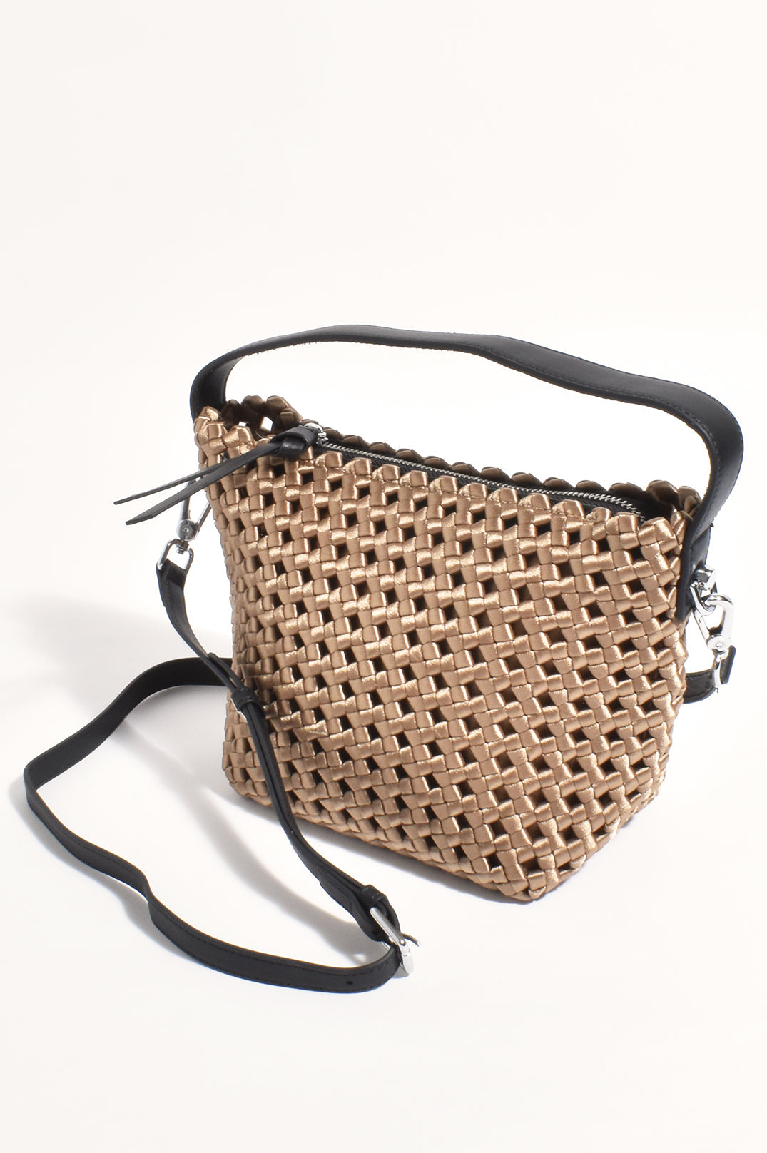 SADIE SATIN WEAVE HANDBAG (Gold)