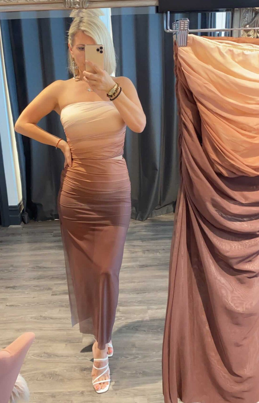 CARAMEL MOCHA MESH MIDAXI SKIRT