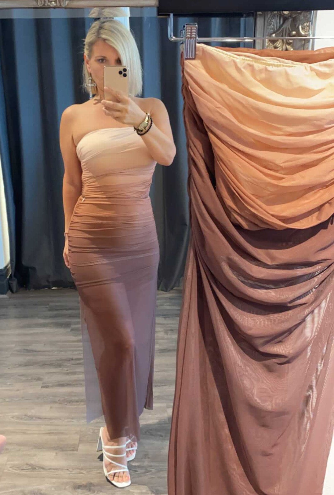 CARAMEL MOCHA MESH MIDAXI SKIRT