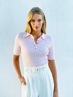 MIKA RIBBED COLLARD TEE