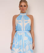 TROPICAL THUNDER HALTERNECK TOP