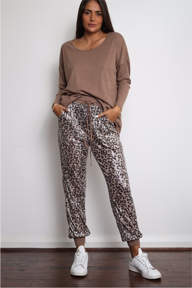 KNITTED SCOOP NECK LONG SLEEVE CO-ORD TOP