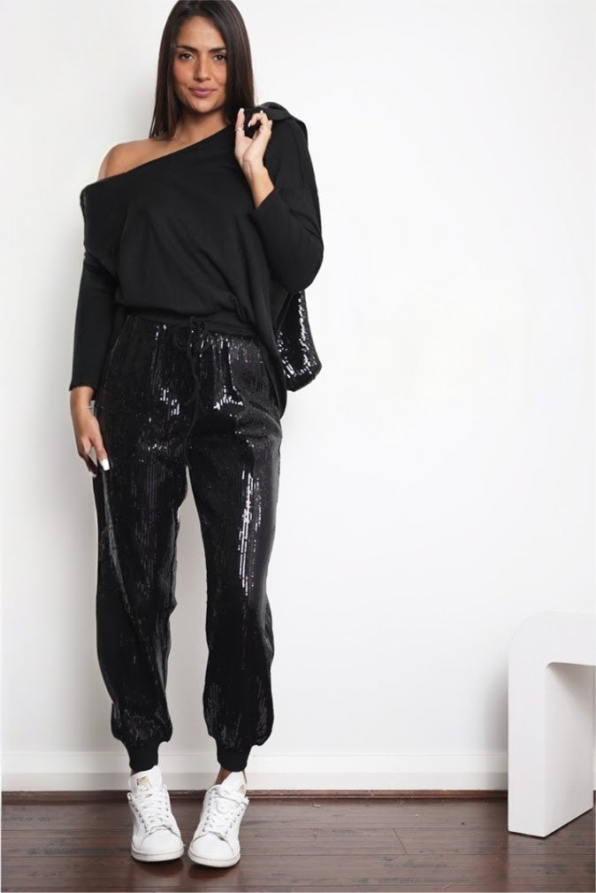 KNITTED SCOOP NECK LONG SLEEVE CO-ORD TOP