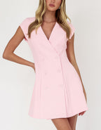 VALENTINA MIDI V NECK DRESS - PINK