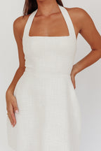 MILA HALTER NECK MINI DRESS - BEIGE