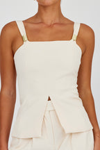 KLARA TAILORED CHIC HIGH-WAISTED PANTS (CREAM)