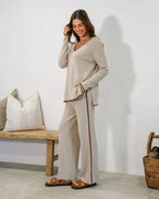 CONTRAST DETAILS V NECK CO-ORD SWEATER