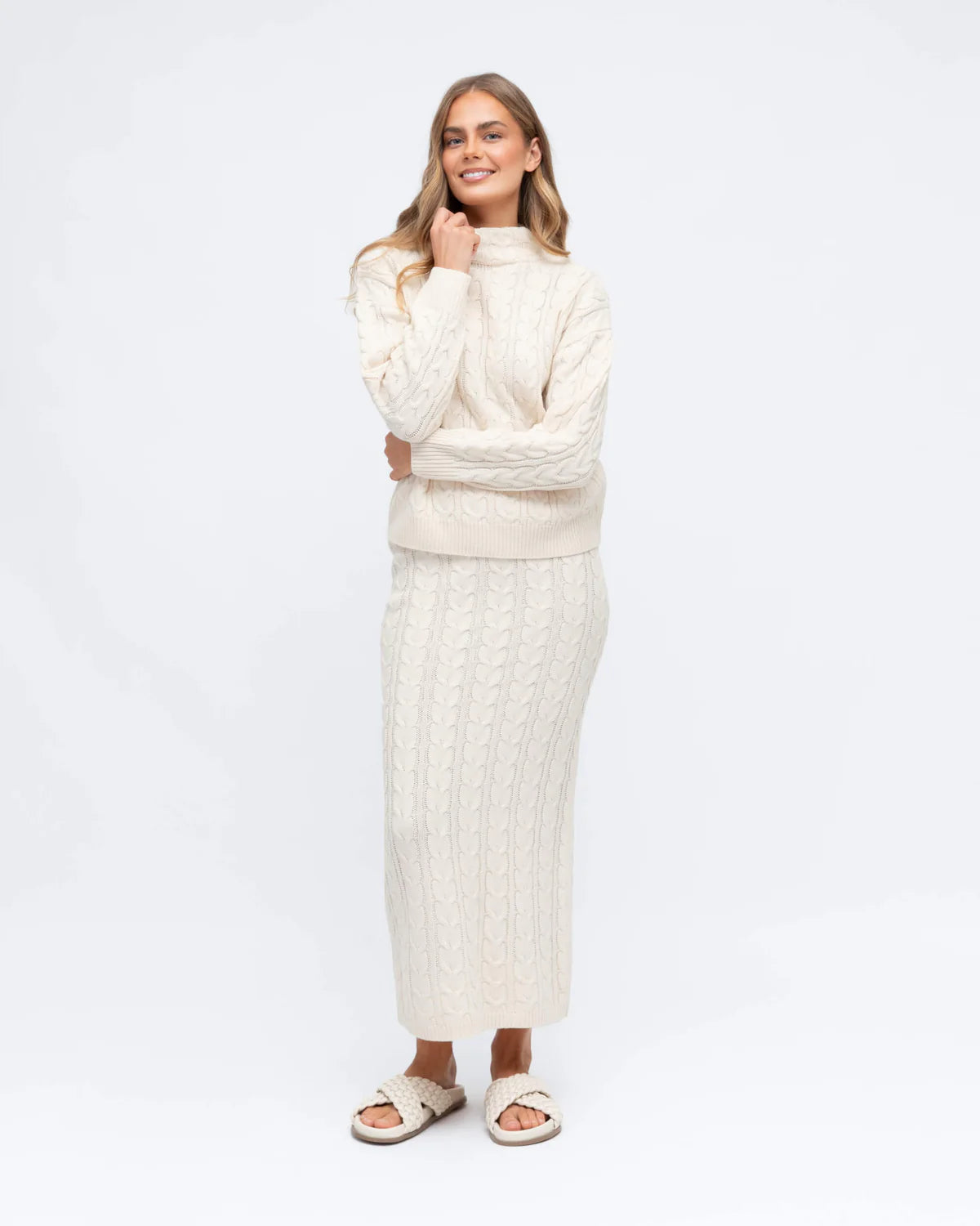 CABLE KNIT CO-ORD MIDI SKIRT