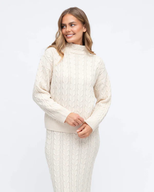 CABLE KNIT CO-ORD FUNNEL NECK KNIT JUMPER