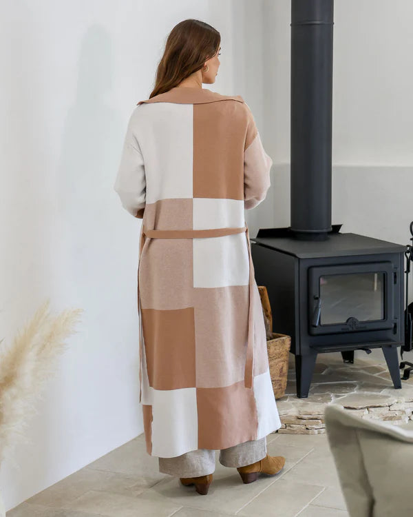 PATCHWORK KNIT COATIGAN
