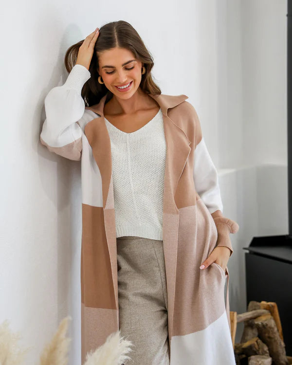 PATCHWORK KNIT COATIGAN