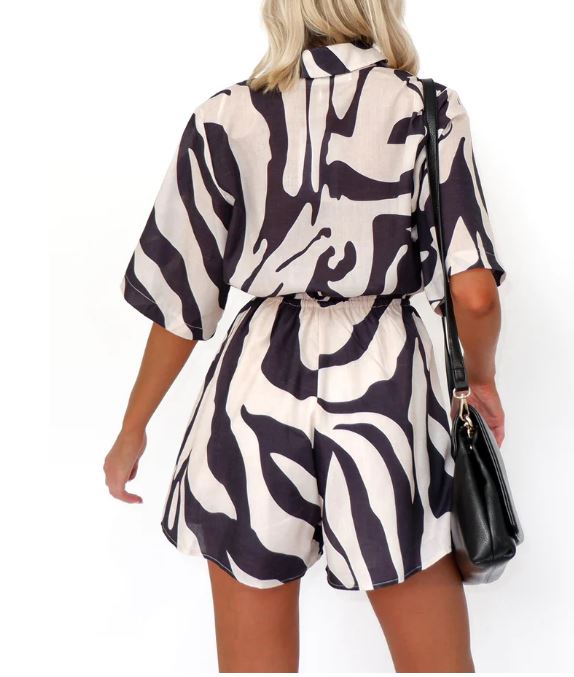 BLACK AND BEIGE PLAYSUIT
