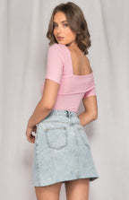 ASYMMETRIC NECKLINE JERSEY TOP