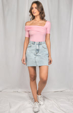 ASYMMETRIC NECKLINE JERSEY TOP