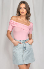 ASYMMETRIC NECKLINE JERSEY TOP