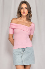 ASYMMETRIC NECKLINE JERSEY TOP